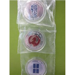 3 x .999 Silver Colourized Australian Mint Rounds