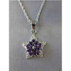 Diamond & Amethyst Cluster Star Necklace