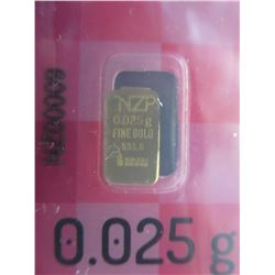 2 x 2015 Turkish Mint .025 gram .999 Gold bars