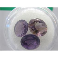 3 Large Amethyst gemstones - Oval Cut
