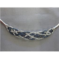 Blue & White Diamond Omega style necklace