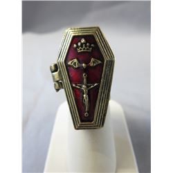 Bronze & Enamel poison ring with Maker's Mark