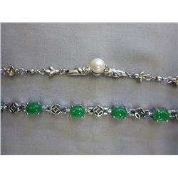 2 Ladies bracelets - 1 Pearl & Crystal, 1 Jade