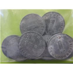 10 WWII Nazi German Eagle & Swastika zinc coins