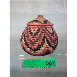 Tightly Woven First Nations lidded basket