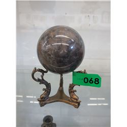 Large polished stone Orb on brass stand