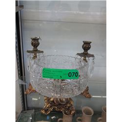 Pinwheel crystal bowl & candle sticks