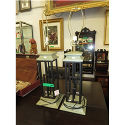 Pair of metal & ceramic table lamps