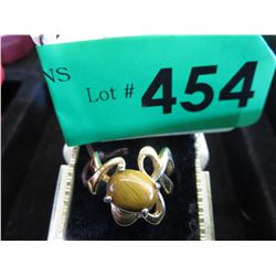 Gold plated tiger's eye ring - size 9