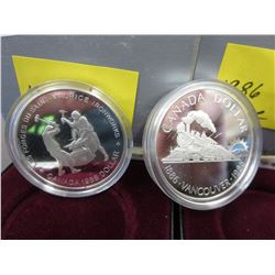 2 Canadian cased silver dollars - .500 silver
