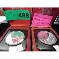 1974 & 75 Canadian dollar coins - .500 Silver