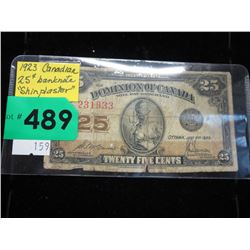 1923 Canadian 25¢ bank note - Shinplaster
