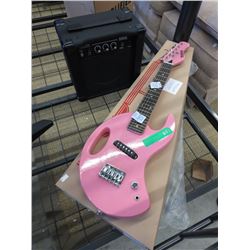 NEW - Child's Pink Electric Guitar with Amp