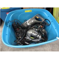 Tote of used electric tools