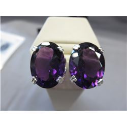 New 29.60 CT Oval cut purple Amethyst earrings