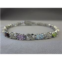 Multi gemstone & Diamond tennis bracelet
