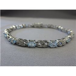 12 Oval cut Blue Topaz gemstone bracelet - 6 CT