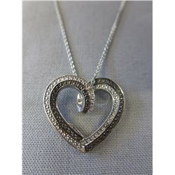 Reversible Black & White diamond heart necklace