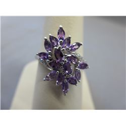 Diamond & Amethyst cluster ring