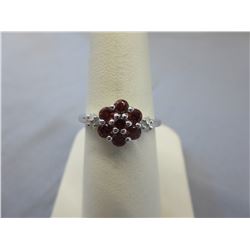 Diamond & Garnet cluster ring - sterling silver