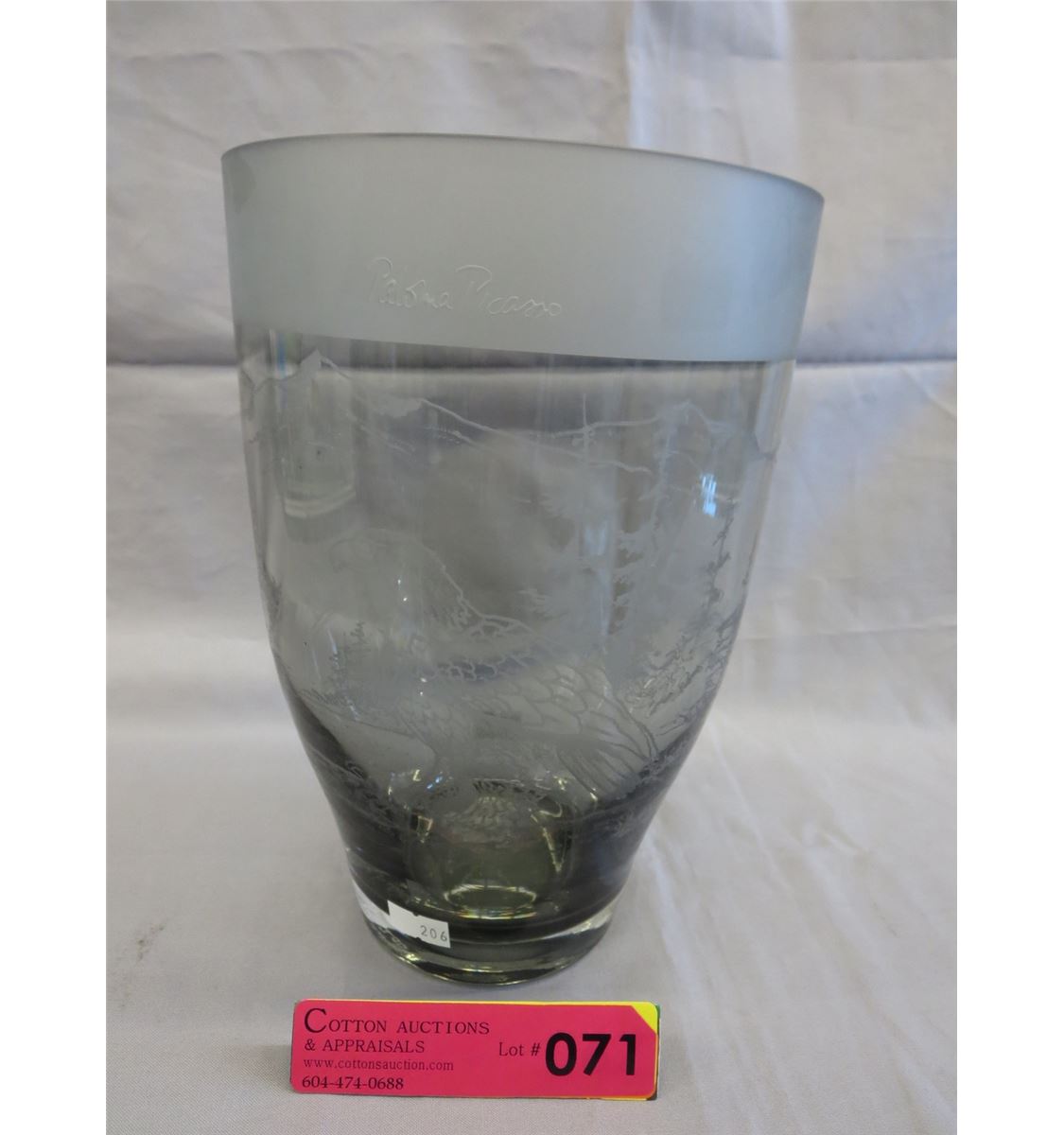 Rare Paloma Picasso Etched Glass Art Vase