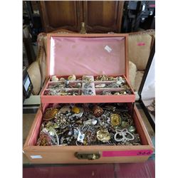 Vintage jewelry box & contents
