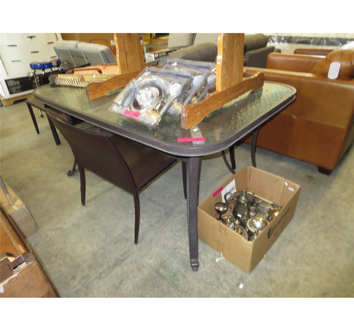 Glass top patio table used