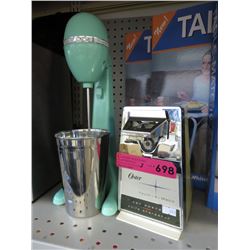 Milk shake machine & vintage can opener