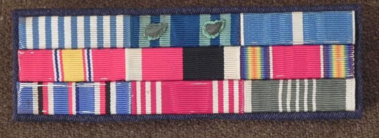 LARGE U.S. RIBBON BAR CLUSTER MOUNTED-9 RIBBONS-3 CLUTC