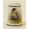 Image 1 : A Royal Worcester Porcelain Thimble, painted a thrush by Barker, puce printed mark  See illustrat...