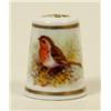 Image 1 : A Royal Worcester Porcelain Thimble, painted a robin by Powell, puce printed mark  See illustrati...