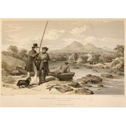 Scrope (William) Days and Nights of Salmon Fishing, 1843, litho plates, later binding with half c...