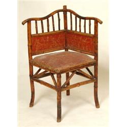 A Late Victorian Bamboo and Ratan Corner Chair...