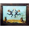 Image 1 : Morris Katz, Two Leaping Men, Oil Painting