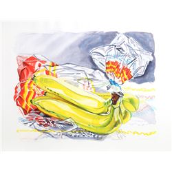 Janet Fish, Bag of Bananas, Aquatint Etching