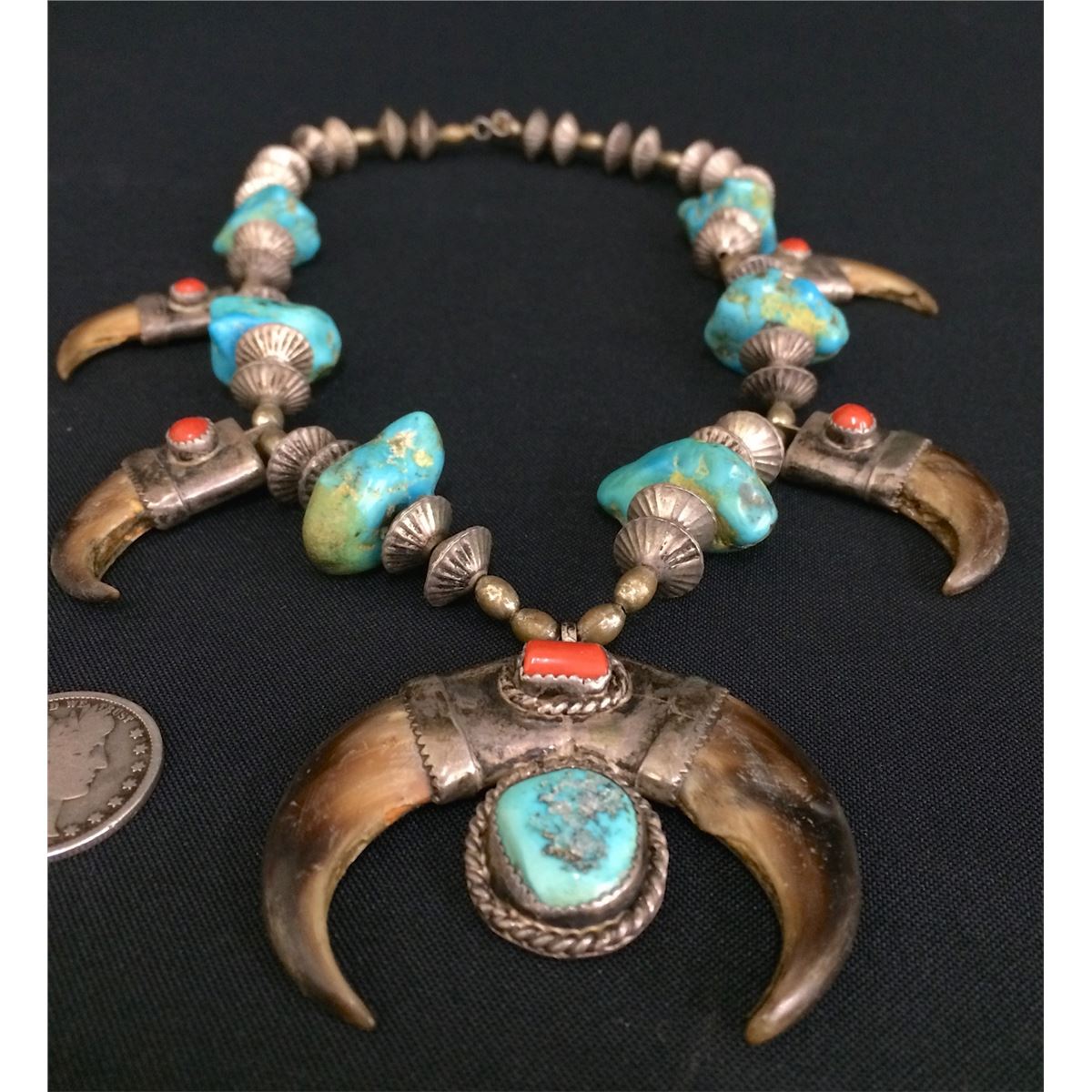 Vintage Turquoise Bear Claw Necklace