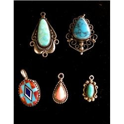 Group of 5 Sterling Pendants / Charms