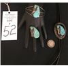 Image 1 : Carved Turquoise Ring, Cuff and Bolo Set
