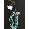 Image 1 : 2-strand “Teardrop” Turquoise and Lapis Necklace