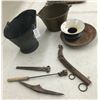 Image 3 : Lot of Misc. Old Buckets, Pan, Spittoon and Tools. (8 items total)