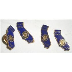 4 TOTAL *VERY RARE* VINTAGE *AMERICAN LEGION-BOYS STATE* PINS INCLUDING 1949-1952-1955 & 1956!! PINS