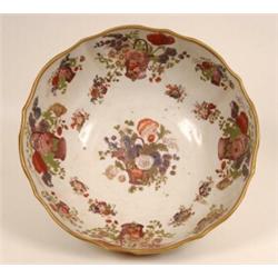 A 19th Century Large Masons Ironstone Patent China Bowl, decorated flower baskets, impressed mark...