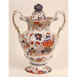 A 19th Century Mason Style Potpourri Vase, pierced cover, and lid, of baluster form, with two scr...