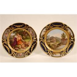 A 19th Century Schoelcher Porcelain Part Dessert Service, each piece painted a different scene wi...