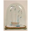 Image 1 : A Nailsea Type Glass Three Masted Sailing Ship, with tender by the side, under a glass dome  See...