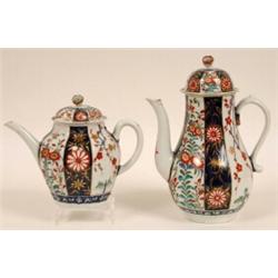 A Late 18th Century Worcester Coffee Pot and Cover, of baluster form with a floral finial, decora...