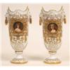 Image 1 : A Pair of Late 19th Century Porcelain Vases, with gilt decoration, painted small vignettes of lad...