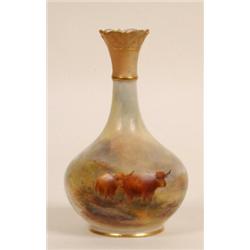 A Royal Worcester Vase, decorated highland cattle by H Stinton (small chip)  See illustration £50...