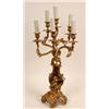 Image 1 : A Gilt Brass Six Light Candelabrum, of rococo design, the base applied a cherub, 59 cm  See illus...