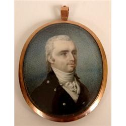 An Early 19th Century Oval Miniature , of a gent in a powdered wig, with hair plait back  See ill...